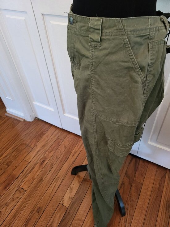 BBJ Los Angeles Pants - BBJ Olive Green Wide Leg Cargo Pants Pocket 11/30 Grunge Military Y2K Streetwear